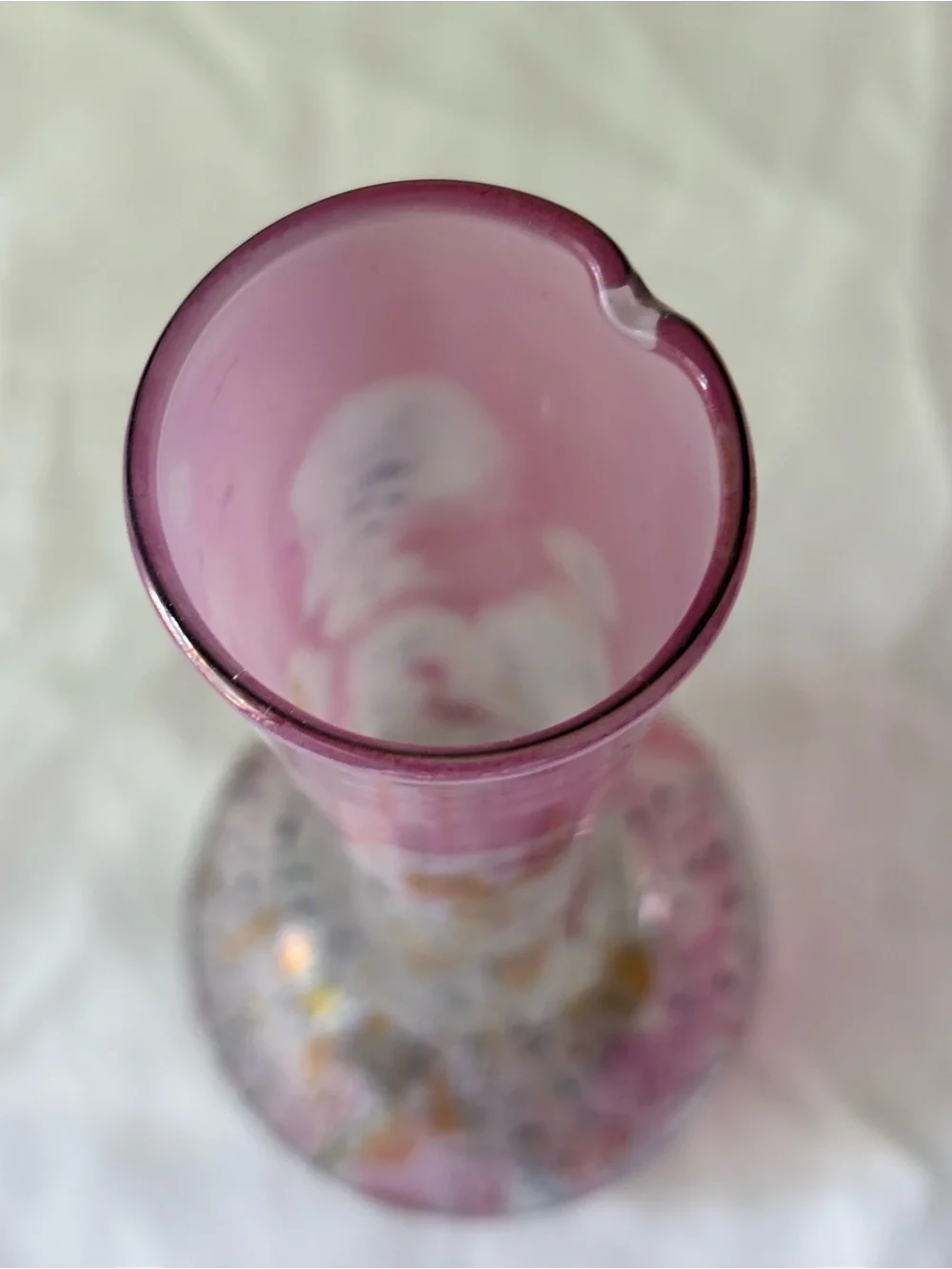 vintage Simron hand-painted Israeli art glass bud vase